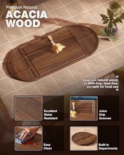 Extra Large Charcuterie Board, 30''x13'' Acacia Cheese Board Set