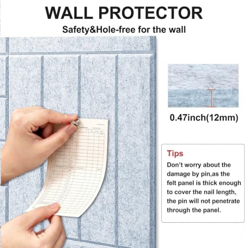0.47" Thick Felt Wall Tiles 48"x36" Cork Board Alternative 12 Pack 11.81"x11.81"Felt Bulletin Board Pin Board with Removable Adhesive Tape&60 Pushpins for Home Office School(Bold-Silver Grey)