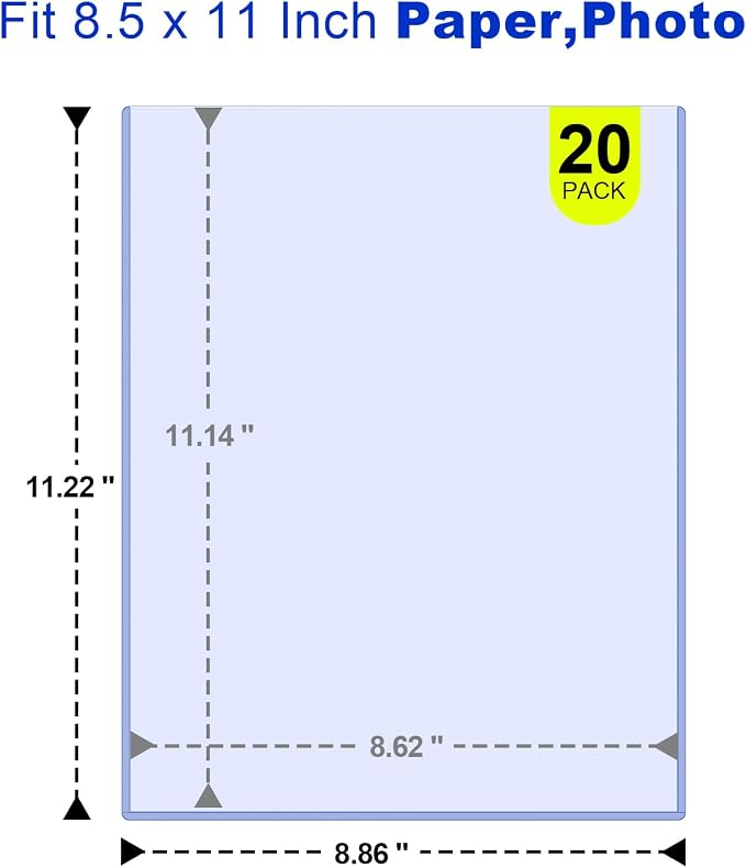 20ct 8.5"x11" Document Toploader - 25Mil Heavy Duty Print Protector Holder | 25Mil Rigid Sleeves Protect Documents, Photos and Prints from Scratches and Bends, Clear Design for Display and Storage