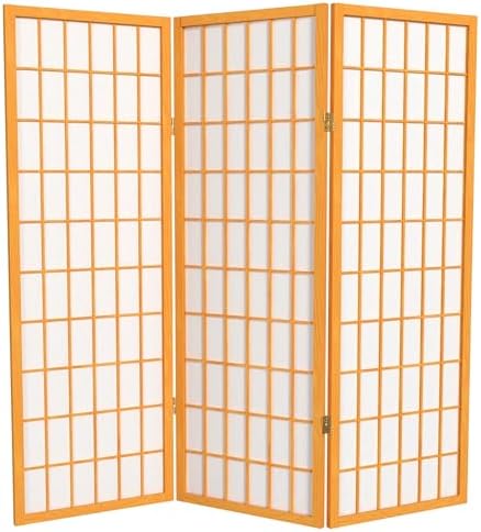 4 ft. Short Window Pane Shoji Screen - Honey - 3 Panels