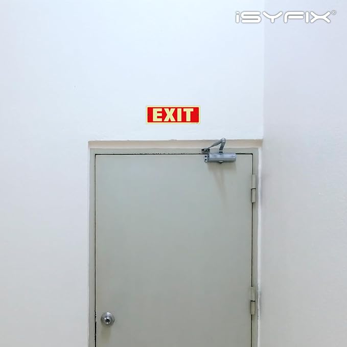 iSYFIX Exit Glow in the Dark Sign – 6 Pack 12x4 Inch – 40 mil Thick Polystyrene Plastic Sign, Laminated UV, Scratch & Fade Resistance, Waterproof, Indoor & Outdoor