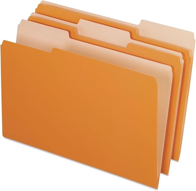 Pendaflex 435013ORA Interior File Folders, 1/3 Cut Top Tab, Legal, Orange (Box of 100) (Pack of 5)