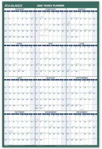 AT-A-GLANCE Erasable Calendar 2025-2026, Dry Erase Wall Planner, 24" x 36", Large, Academic & Regular Year, Double Sided, Vertical (PM210S28)
