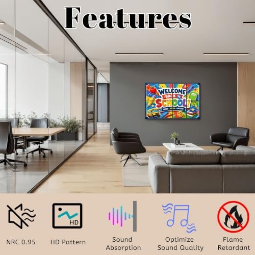 8 Pack Art Acoustic Panels Sound Absorbing Colorful Back to School Chalkboard School Supplies Bus Decorative Soundproof Wall Panels Self Adhesive for Home Recording Studios 48"x32"