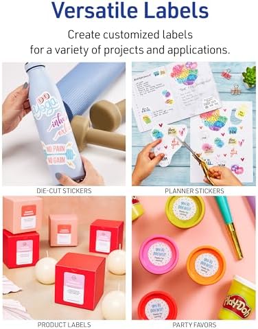 Avery Printable Sticker Paper, 8.5" x 11", Matte White, Repositionable Adhesive, Laser/Inkjet Compatible, 90 Full-Size Label Sheets, Great for Product Labels, Cute Stickers, and More (6-Pack of 3383)