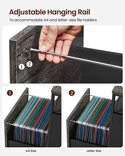 VASAGLE 2 Drawer File Cabinet, Rolling Printer Stand