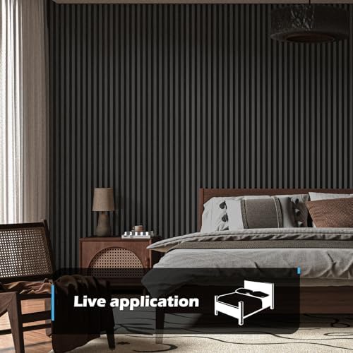 Art3d 48 x 24 in Fluted Soundproof Wood Slat Wall Panel, 2-Pack, Blackwood