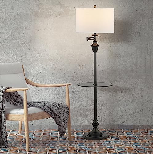 JONATHAN Y Cora 60" Metal Swing Arm Floor Lamp, Black