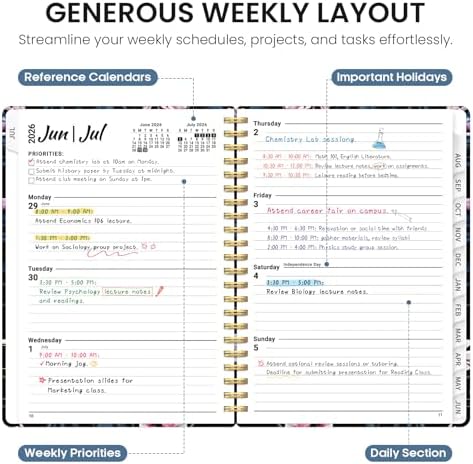 Planner 2026-2027, Monthly & Weekly Jul 2026-Jun 2027 Calendar Planner