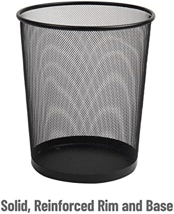 Mind Reader Mesh Trash Can, Set of 3, Waste Paper Basket, Round, Office, Metal Mesh, 11.5" L x 11.5" W x 13.75" H, Black
