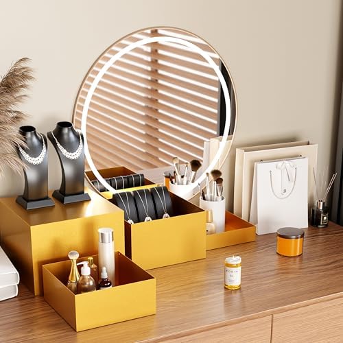 Metal Buffet Risers,4PCS OVERSIZED Food Risers for Buffet Table 8''X9''10''X11'' Display Stand with Mini Acrylic Signs for Catering Dessert Collectibles Jewelry Figures Show Gold Cube Boxes Nesting Risers with Hollow Bottoms