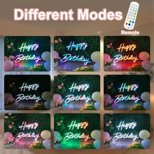 Extra Large Neon Happy Birthday Sign - Multi Color Happy Birthday Sign, Happy Birthday Light Up Sign for Backdrop with Switch/APP/Remote Control - Happy Birthday LED Sign for Backdrop, Party, Decoration