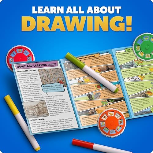 Blue Marble Learn to Draw Projector for Kids with Tracing Images | 4 Image Discs, 25 Animals and Creatures, 9 Colorful Markers, Art Projector for Tracing, Step-by-Step Tutorial, Easy Storage