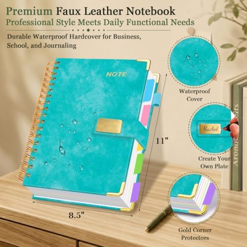 5 Subject Spiral Notebook with Pockets Dividers, 8.5''x 11'' 300 Pages