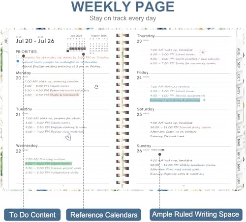 Planner 2026-2027, Weekly and Monthly Academic Planner, July 2026 - June 2027, Hardcover Calendar Agenda Book for School Year Planning, School Supplies for Teacher and Student, A5(6.3'' x 8.5'')