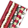 Hallmark Christmas Wrapping Paper Rolls with Cutlines on Reverse (6 Rolls: 150 Sq. Ft. Total) Santa Claus, Nutcrackers, Plaid, Snowflakes, Ornaments