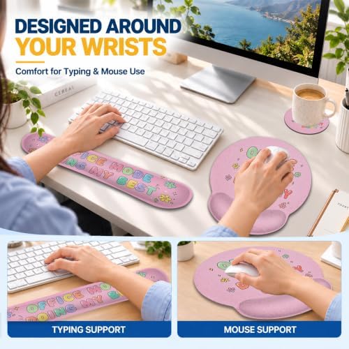 3 Piece Wrist Rest Mouse Pad Set with Keyboard Support Office Humor Quote