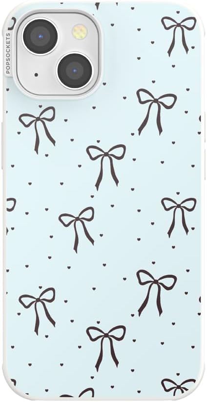 PopSockets iPhone 13 Phone Case with MagSafe- Tiny Bows | Magnetic, Wireless Charging, Camera & Drop Protection, Bow, Phone, Women