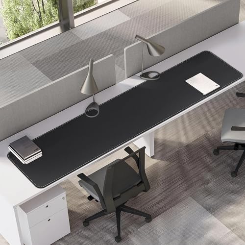 Mydours PU Leather Desk Mat 74.8"x15.7", XXL Large Gaming Mouse Mat, Black