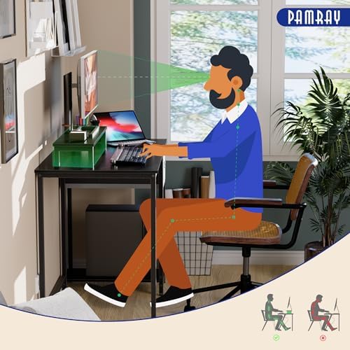 Pamray 39 Inch Small Computer Desk with Monitor Stand and Drawer for Gaming