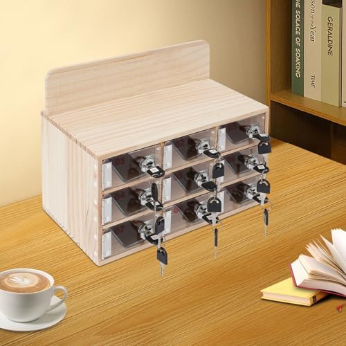 Cell Phone Cabinet,Aluminum Alloy Pocket Chart Cell Phones Storage Cabinet, Cell Phone Locker,Wall-Mounted with a Locked,for Classroom, Office, Gym (9 Grid)