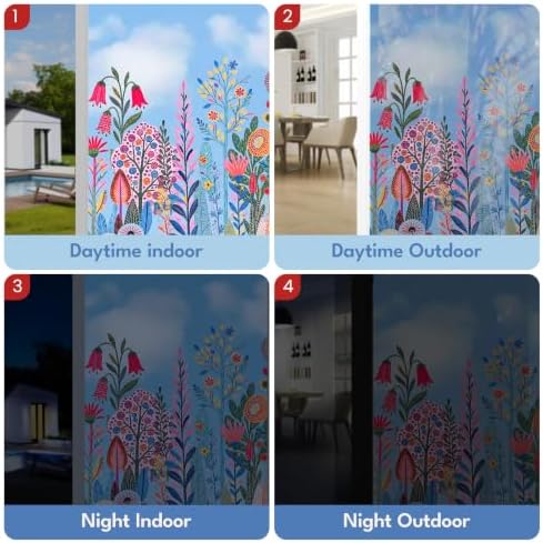 ADD.HERES Stained Glass Window Film, Window Film Decorative, 17.5 x 78.7 in