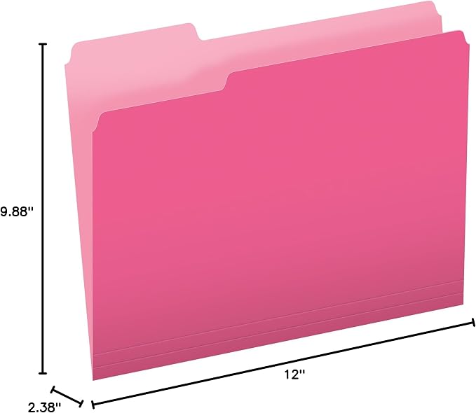 Pendaflex Two-Tone Color File Folders, Letter Size, 1/3 Cut, Pink, 100 Per Box (152 1/3 PIN)