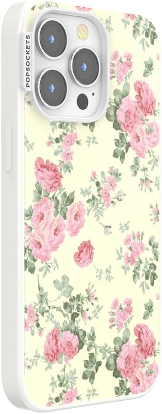 PopSockets iPhone 13 Pro Phone Case with MagSafe- Cottage Tutu | Magnetic, Wireless Charging, Camera & Drop Protection, Yellow, Butter, Flower, Floral