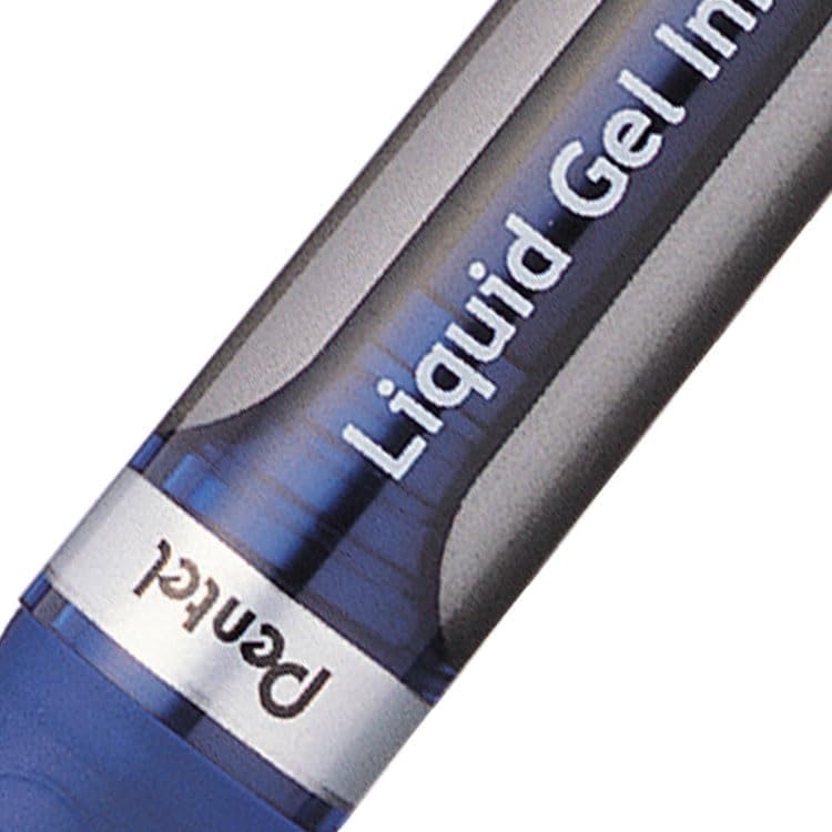 Pentel EnerGel Deluxe Liquid Gel Pen, Bold Line, Metal Tip, Blue Ink, Box of 12 (BL60-C)