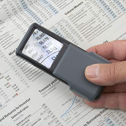 Carson MiniBrite LED Lighted Slide-Out Aspheric Magnifier with Protective Sleeve (PO-55), 5X, Gray