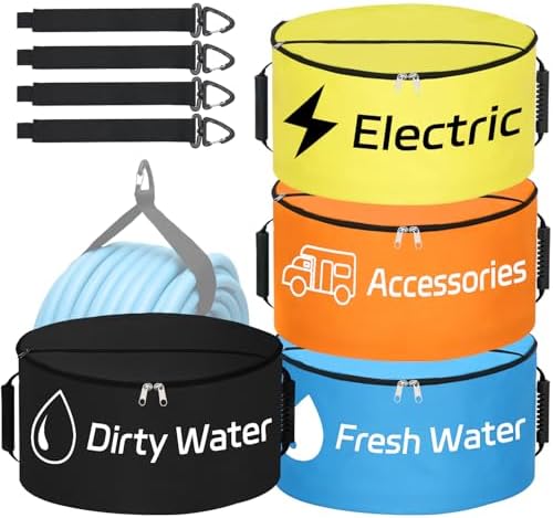 Nilight 4 Pack RV Hose Storage Bag, Waterproof Dual Zipper Closure