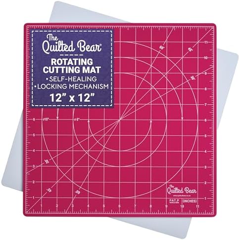 The Quilted Bear 12" x 12" Rotating Self-Healing Cutting Mat, Pink