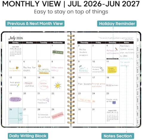 Planner 2026-2027, Weekly & Monthly Academic Calendar, Jul 2026 – Jun 2027