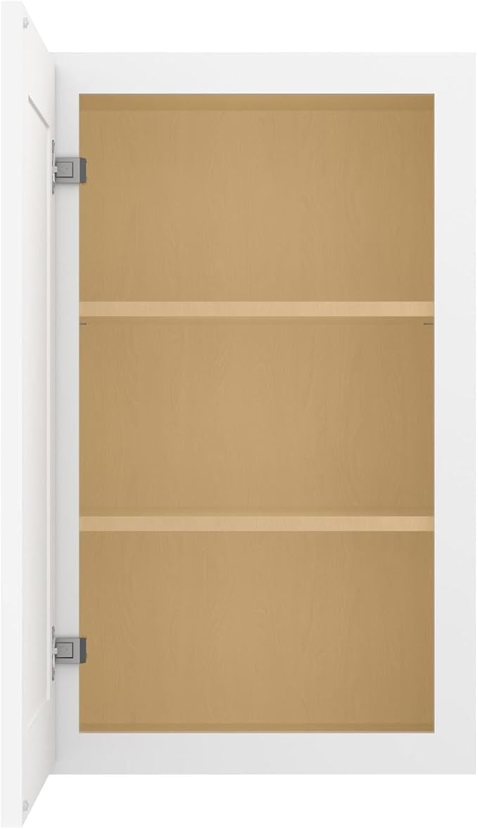 Furinno Shaker Wall Kitchen Cabinet 1-Door-2 Shelves, Ready to Assemble, 12 D x 18 W x 30 H, White