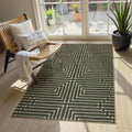 Lahome Green 3x5 Entryway Rug, Non Slip Maze Line Easy Jute Washable Rug