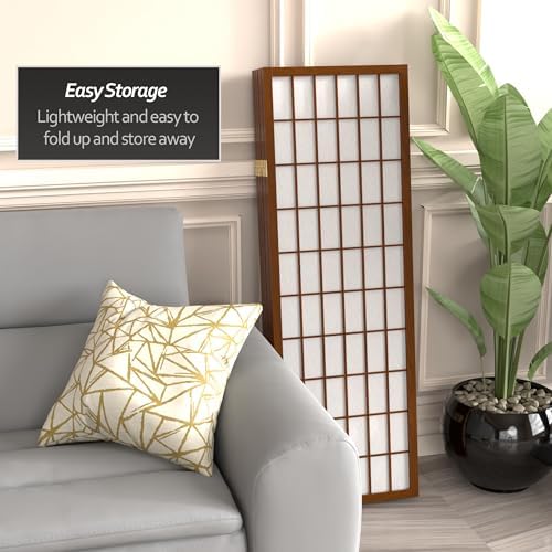 4 ft. Short Window Pane Shoji Screen - Walnut - 6 Panels