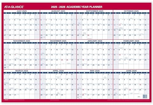 AT-A-GLANCE 2026 Erasable Calendar, Dry Erase Wall Planner, 36" x 24", Large, Yearly, Horizontal/Vertical, Seasons in Bloom (PM200P2826)
