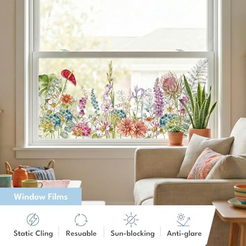 ADD.HERES Stained Glass Window Film, Window Film Decorative, 17.5 x 78.7 in