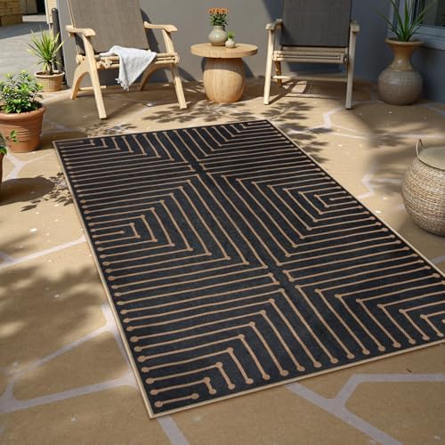Lahome Black 3x5 Washable Rug, Neutral Easy Jute Entryway Front Porch Rug
