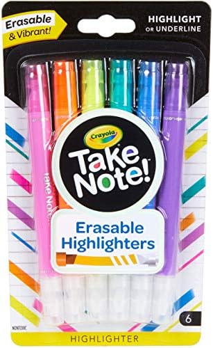 Crayola Take Note Erasable Highlighters, Cool School Supplies, Chisel Tip Markers, 6 Count, Pack of 2
