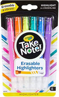Crayola Take Note Erasable Highlighters, Cool School Supplies, Chisel Tip Markers, 6 Count, Pack of 2