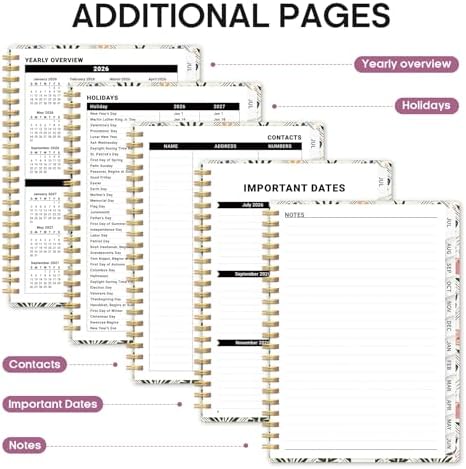 Planner 2026-2027, Jul 2026-Jun 2027 Academic Monthly & Weekly Planner | 6.3" x 8.5" Hardcover Pretty Calendar Planner for Women, Spiral Organizer for School Office Home, Butterfly Patchwork