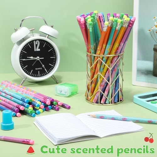 Teling 320 Pcs Wooden HB Scented Pencils Bulk with Erasers for Classroom