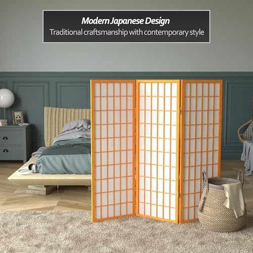 4 ft. Short Window Pane Shoji Screen - Honey - 3 Panels