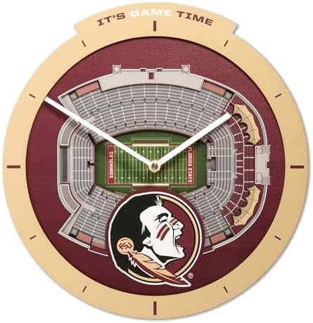 YouTheFan NCAA Florida State Seminoles StadiumView 3D Wall Clock
