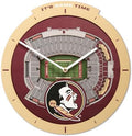YouTheFan NCAA Florida State Seminoles StadiumView 3D Wall Clock