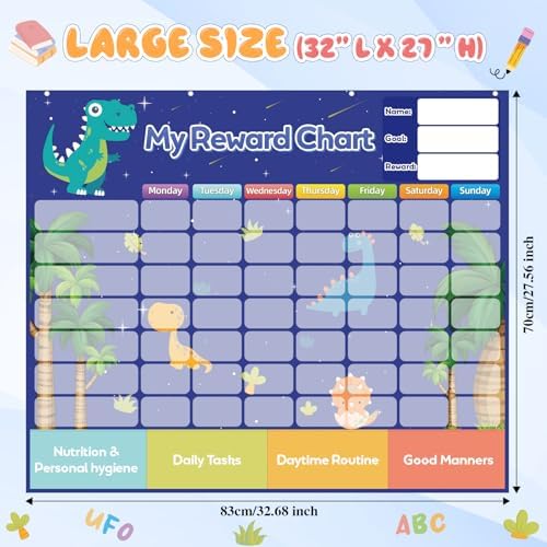 Behavior Chore Chart for Kids - Visual Schedule with 118 Chores (Including 8 Blanks) & 147 Stars, Reward Chart for Toddlers, Responsibility & Daily Routine Chart for Kids - Ideal for Ages 3-9