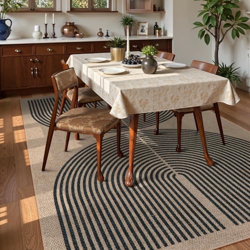 Lahome Modern Rainbow Easy Jute 9x12 Rug, Large Non Slip Indoor Outdoor Rug