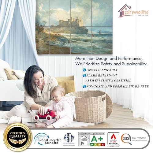 PINWELIFE® Masterpiece Acoustic Art Panels, 8-Pack 12"×16" Sound Absorbing Panels, Decorative Acoustic Wall Art, Noise and Echo Cancelling for Home Studio/Office, Nano Tape Included