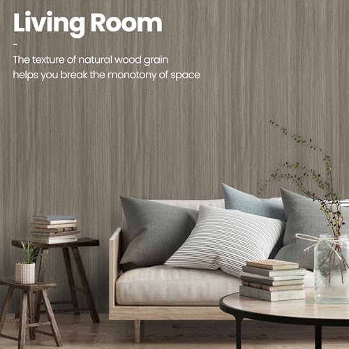 Abyssaly Peel and Stick Wallpaper Grey Wood Contact Paper Decorative Self-Adhesive Film for Surfaces Easy to Clean Thickening Upgrade Increase Stomata and Reduces Bubble Generation 15.7 in X 196 in